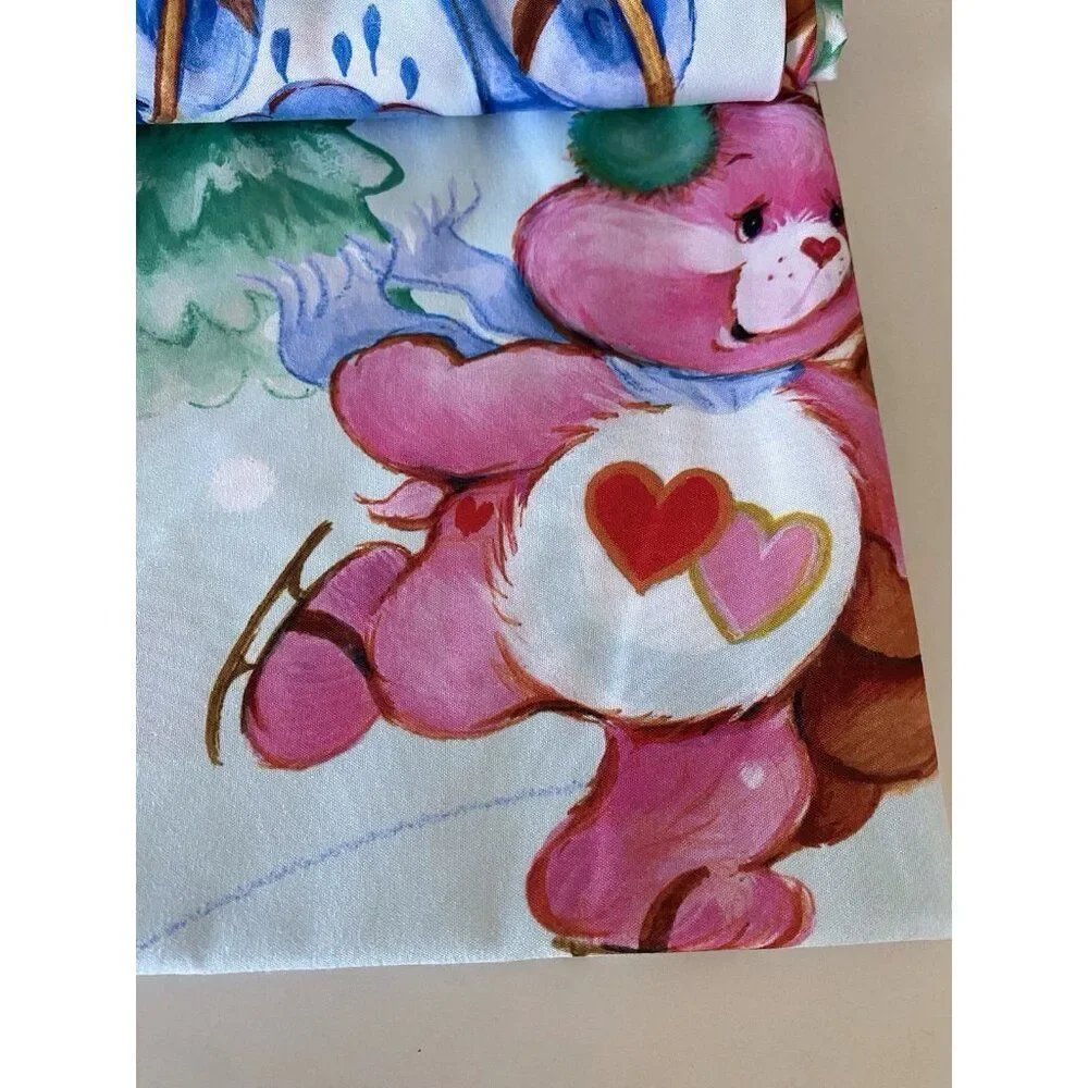 Care Bears Christmas Holiday Fabric Shower Curtain 70 X 72” Ice Skating Snow NEW